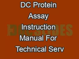 DC Protein Assay Instruction Manual For Technical Serv