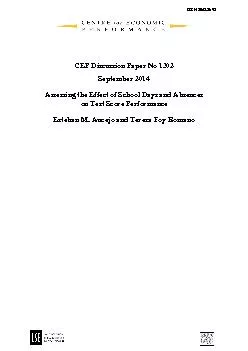 CEP Discussion Paper No 1302 September 2014 Assessing the Effect of Sc