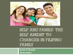 Self and Family- The self amidst to Changes in Filipino Fam