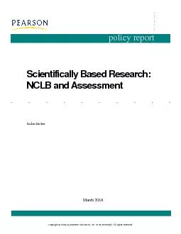 Scientifically NCLB and Assessment Sasha Zucker March 2004