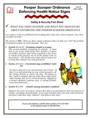 ABOUT ENFORCING THE POOPER SCOOPER ORDINANCEYESof unwanted animals on