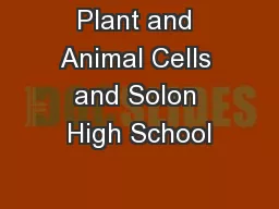 Plant and Animal Cells and Solon High School