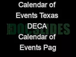 Calendar of Events Texas DECA Calendar of Events Pag