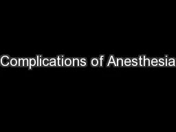 Complications of Anesthesia