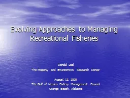 Evolving Approaches to Managing Recreational Fisheries