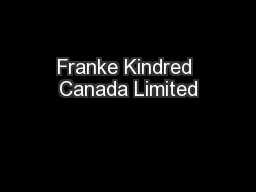 Franke Kindred Canada Limited