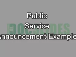 Public Service Announcement Examples