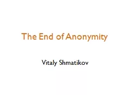 The End of Anonymity