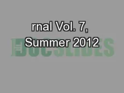 rnal Vol. 7, Summer 2012