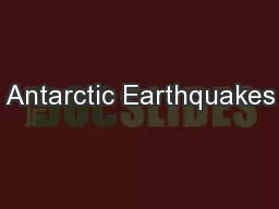 Antarctic Earthquakes