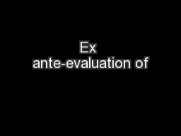 Ex ante-evaluation of