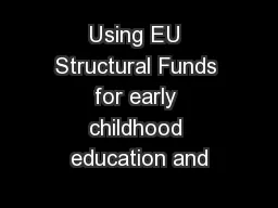 Using EU Structural Funds for early childhood education and