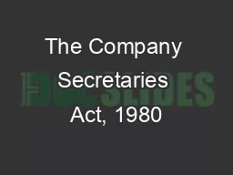 The Company Secretaries Act, 1980