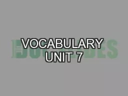 VOCABULARY UNIT 7