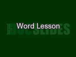 Word Lesson