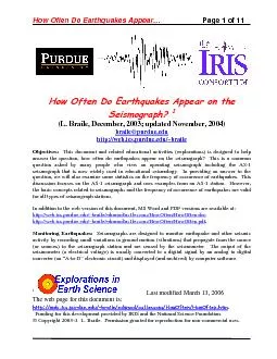 How Often Do Earthquakes Appear…                     Page 1 of 11