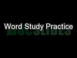 Word Study Practice