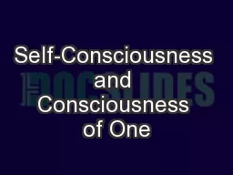 Self-Consciousness and Consciousness of One