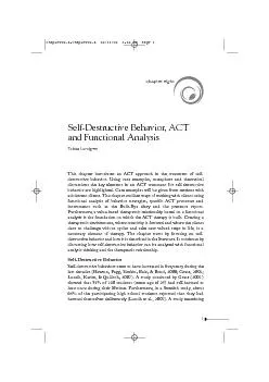 Self-Destructive Behavior, ACT Tobias LundgrenThis chapter introduces