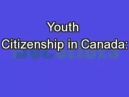 Youth Citizenship in Canada: