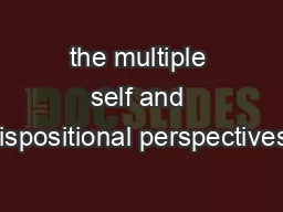 the multiple self and dispositional perspectives.