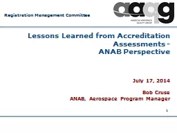 1 Lessons Learned from Accreditation Assessments -