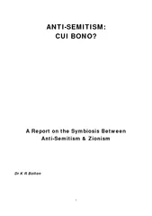 ANTI-SEMITISM: CUI BONO? A Report on the Symbiosis Between  Anti-Semit
