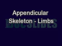 Appendicular Skeleton - Limbs
