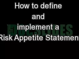 How to define and implement a Risk Appetite Statement