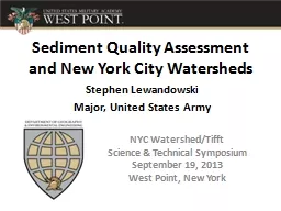 Sediment Quality Assessment and New York City Watersheds