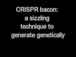 CRISPR bacon: a sizzling technique to generate genetically