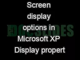 Screen display options in Microsoft XP Display propert
