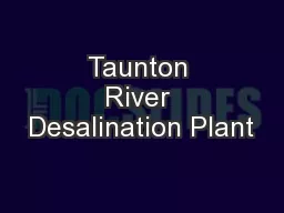 Taunton River Desalination Plant