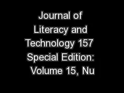 Journal of Literacy and Technology 157  Special Edition: Volume 15, Nu