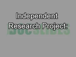 Independent Research Project:
