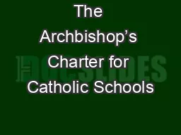 The Archbishop’s Charter for Catholic Schools