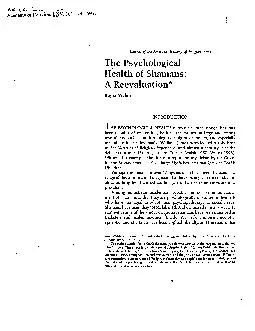 The Psychological Health of Shamans: A Reevaluation* Roger Walsh INTRO
