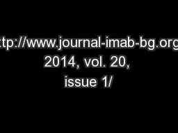 http://www.journal-imab-bg.org. 2014, vol. 20, issue 1/
