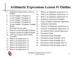 Arithmetic Expressions Lesson #1