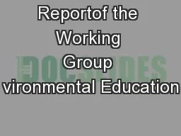 Reportof the Working Group vironmental Education