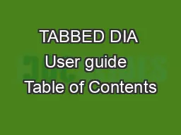 TABBED DIA User guide  Table of Contents