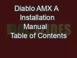 Diablo AMX A  Installation Manual   Table of Contents