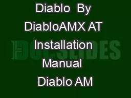 Diablo  By DiabloAMX AT Installation Manual  Diablo AM