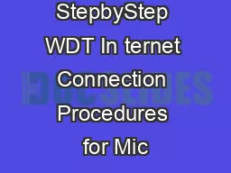 StepbyStep WDT In ternet Connection Procedures for Mic