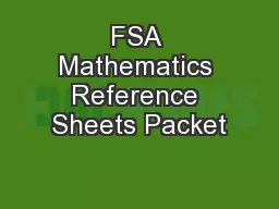 FSA Mathematics Reference Sheets Packet