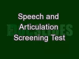 Speech and Articulation Screening Test