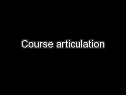 Course articulation