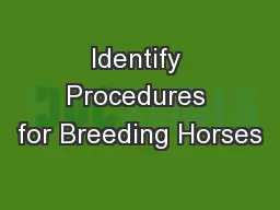 Identify Procedures for Breeding Horses