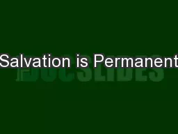 Salvation is Permanent