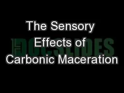 The Sensory Effects of Carbonic Maceration